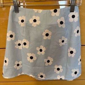 blue and white floral skirt